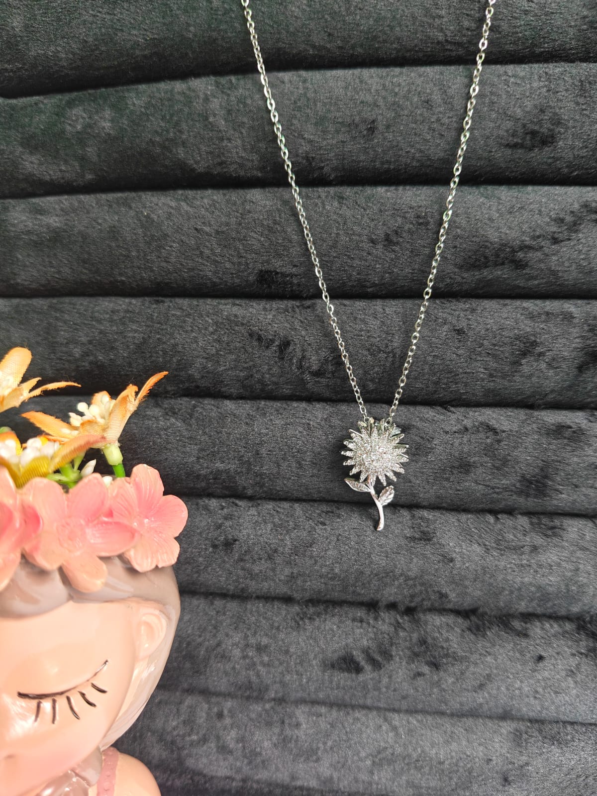 Radiant Sunflower Swirl Crystal Pendant Necklace