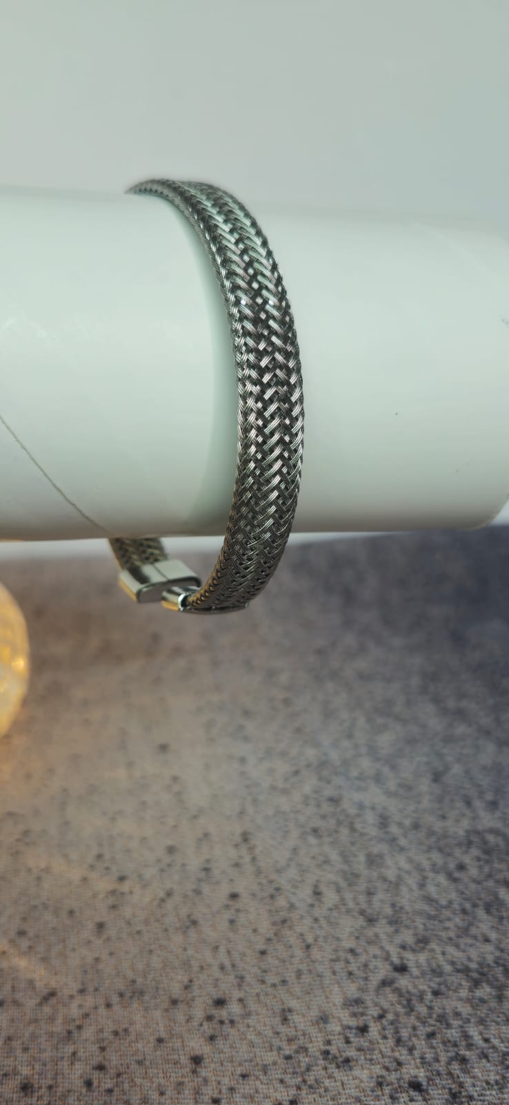 Premium Woven Mesh Silver Handcuff