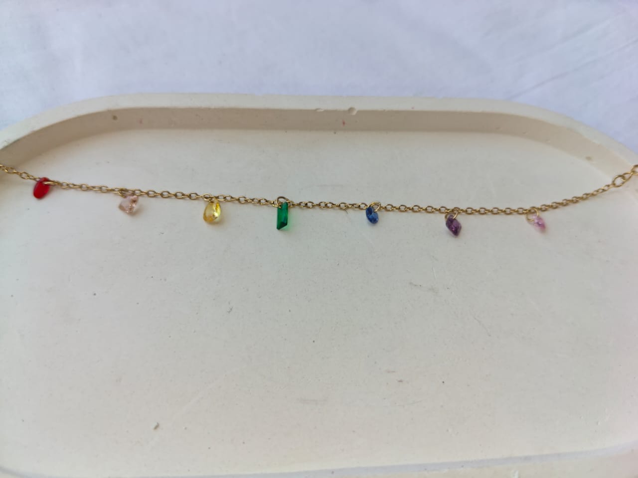 Charming Multicolor Crystal Stainless Steel Bracelet (Gold Plated)