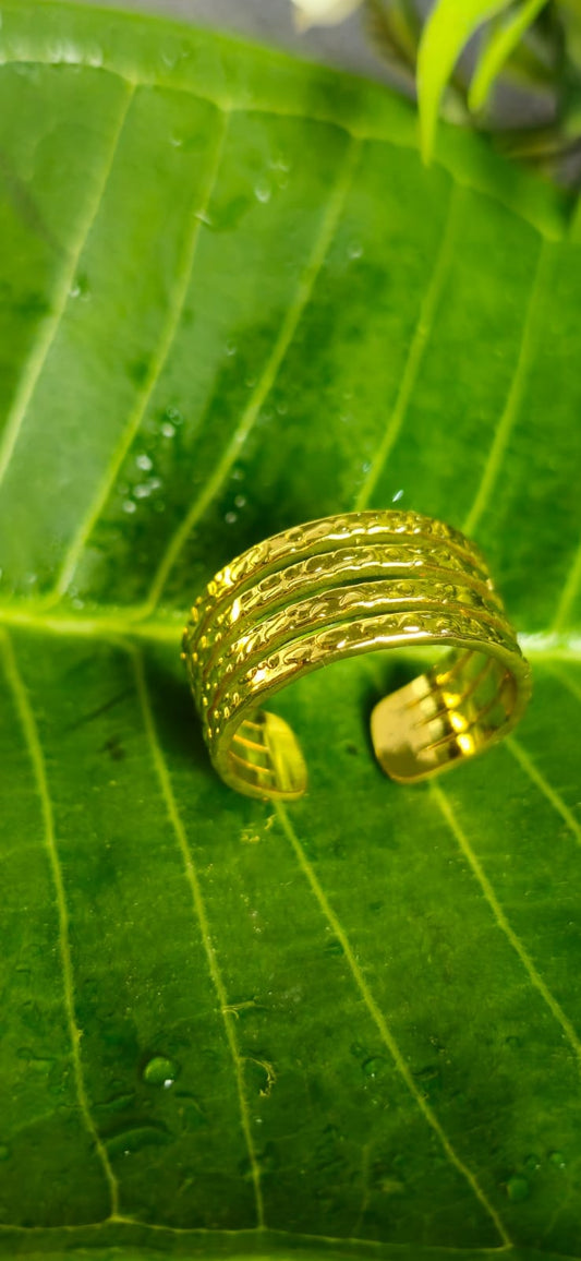 Gold-Tone Multi-Band Adjustable Statement Ring