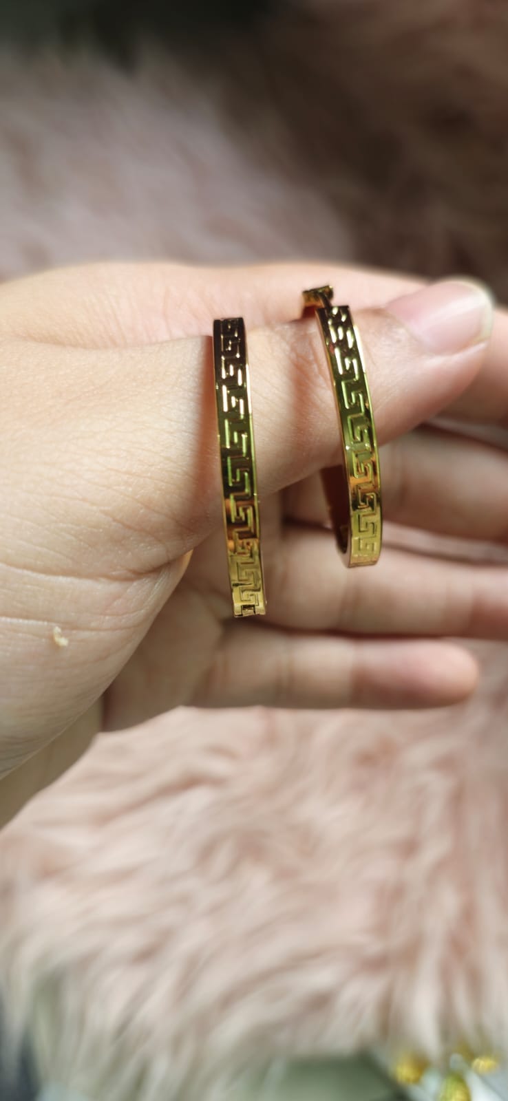 Greek Key Gold Hoop Earrings
