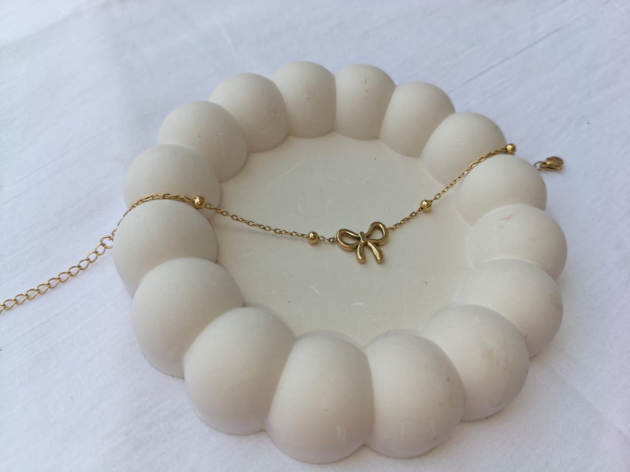 Dainty Ribbon Bow Knot Stainless Steel Bracelet (Gold Plated)