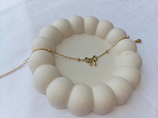 Dainty Ribbon Bow Knot Stainless Steel Bracelet (Gold Plated)