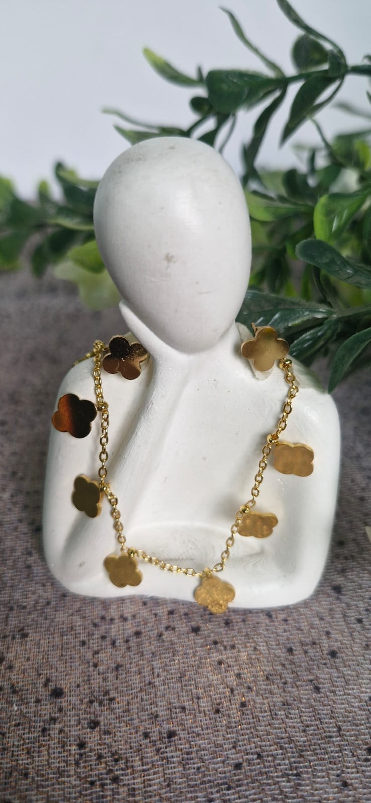 Gold Clover Necklace & Stud Earrings Set
