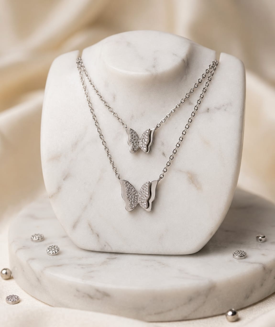 Elegant Butterfly Silver Pendant Necklace
