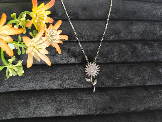 Radiant Sunflower Swirl Crystal Pendant Necklace