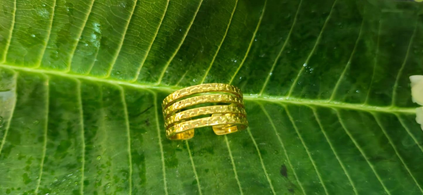 Gold-Tone Multi-Band Adjustable Statement Ring