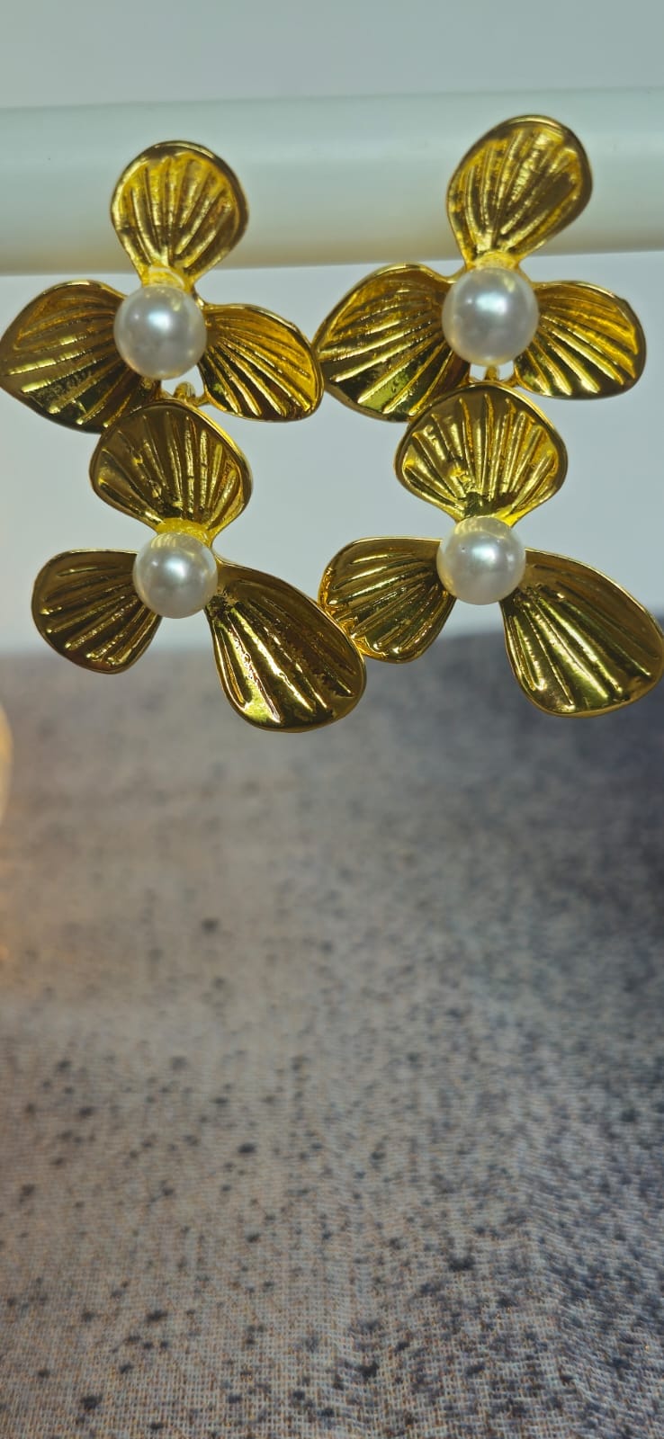Luxury Floral Drop with Pearl Earrings