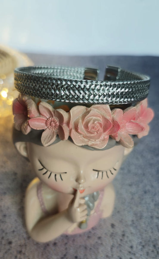 Premium Woven Mesh Silver Handcuff