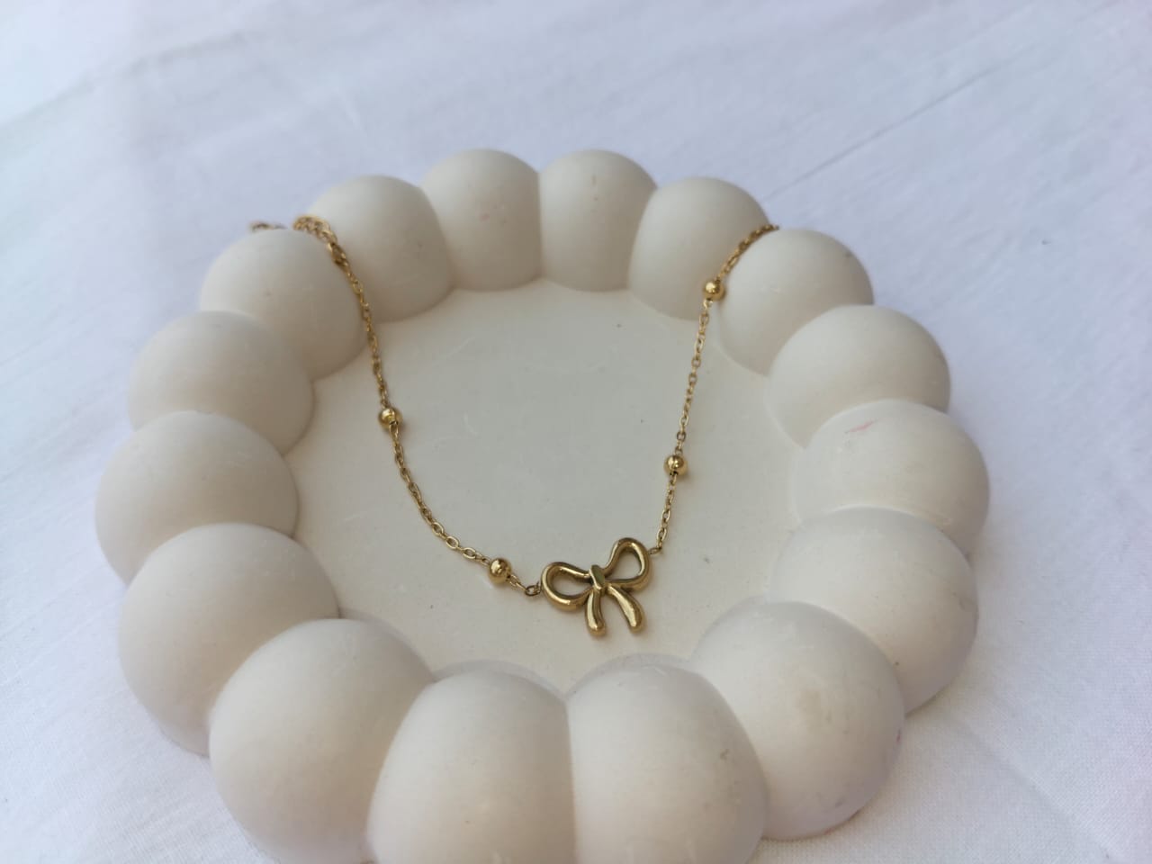 Dainty Ribbon Bow Knot Stainless Steel Bracelet (Gold Plated)