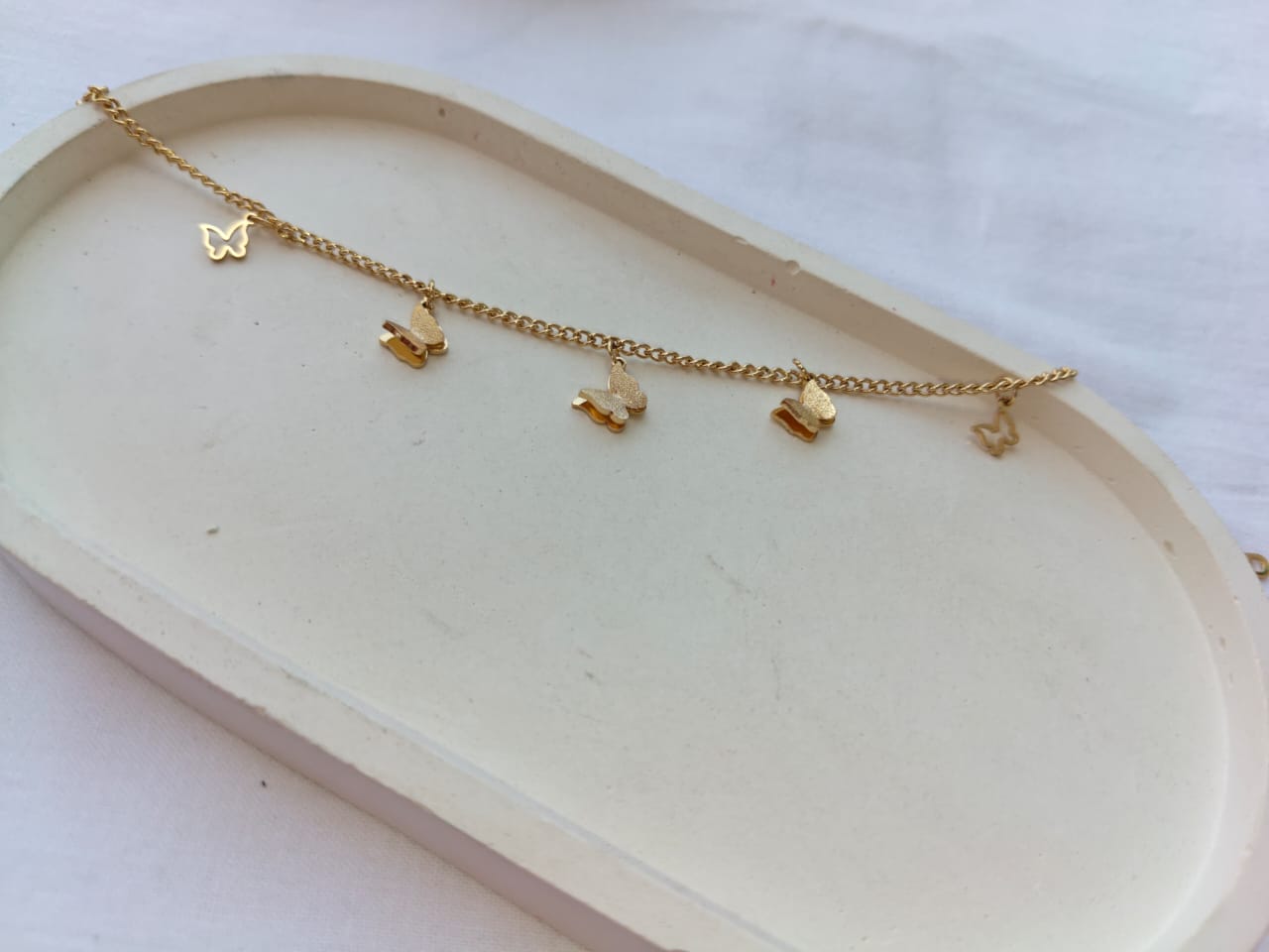 Dainty Multi-Butterfly Charm Stainless Steel  Bracelet (Gold Plated)