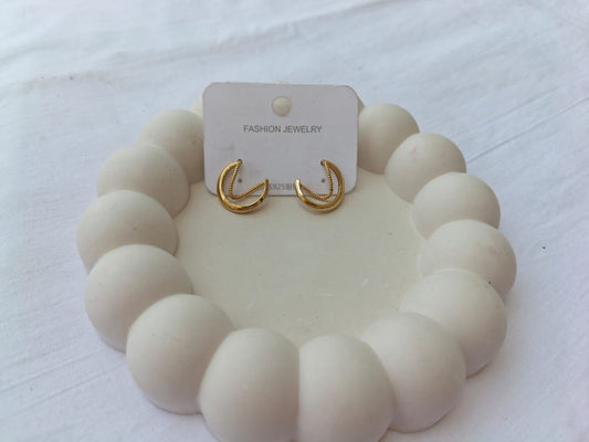 Trendy Double-Arch Dangle Stainless Steel Hoop Earrings