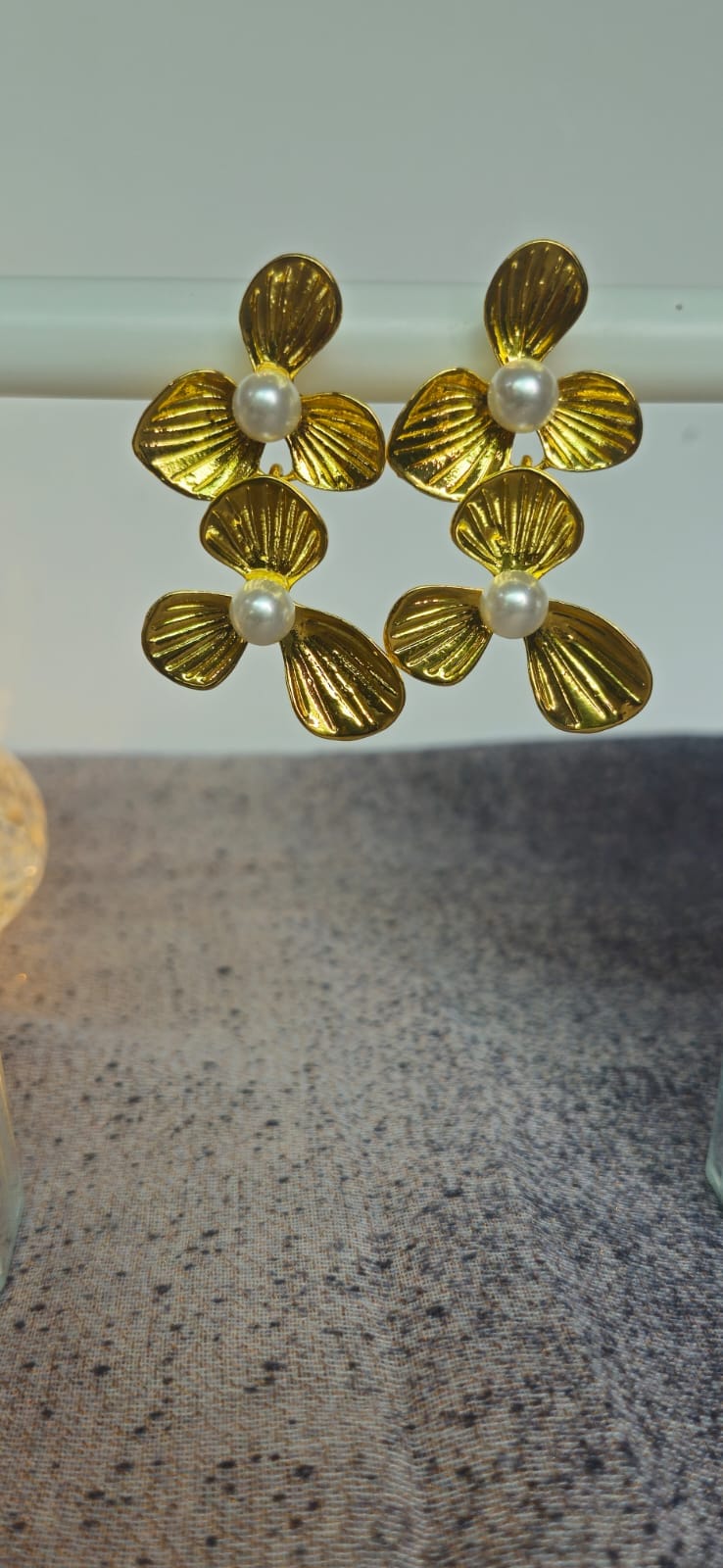 Luxury Floral Drop with Pearl Earrings