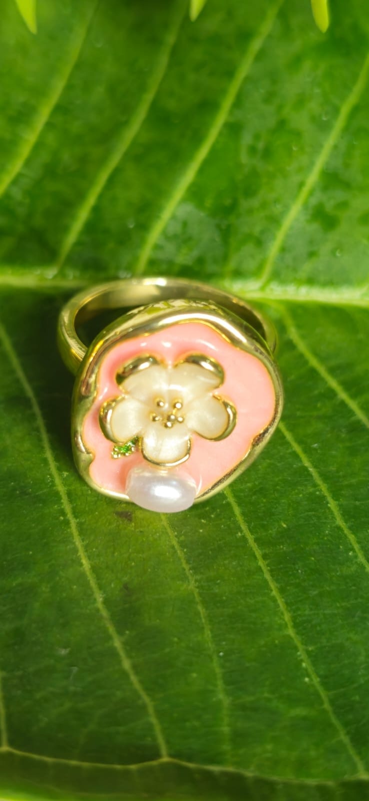 Blossom Pearl Enamel Adjustable Ring