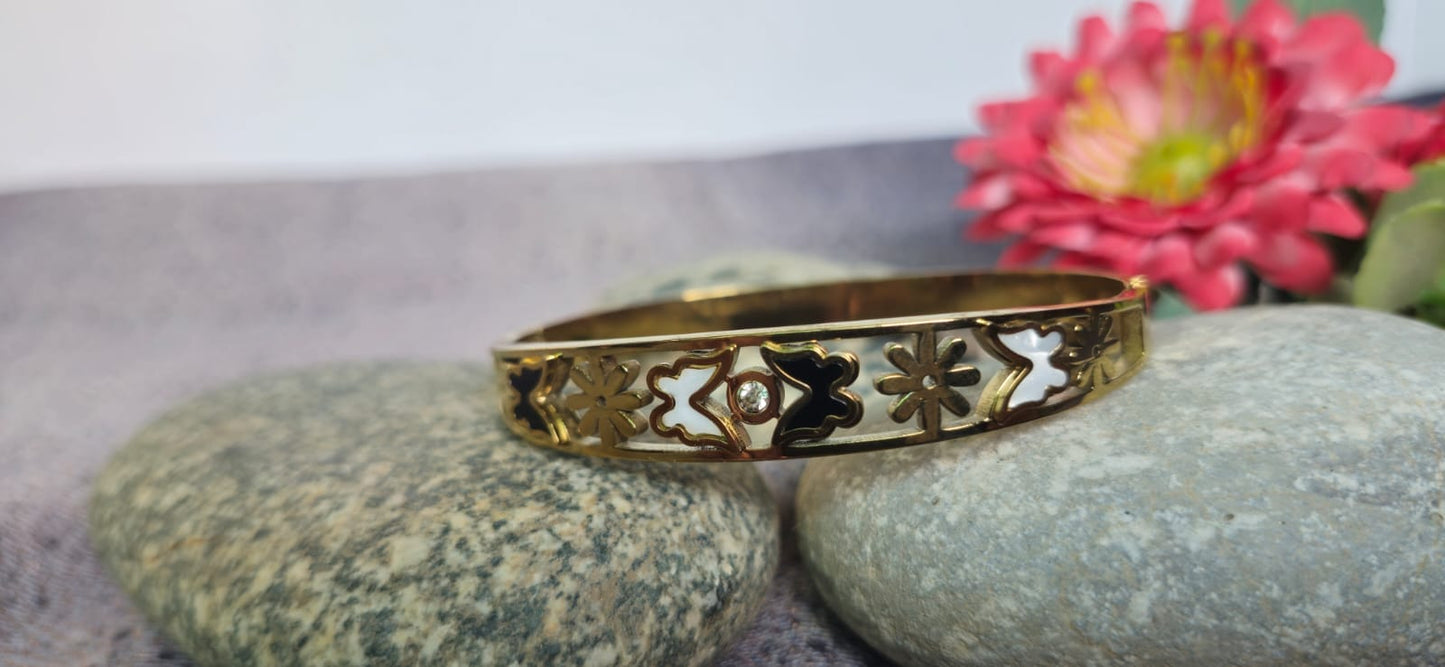Luxury Gold-Tone Butterfly & Floral Handcuff