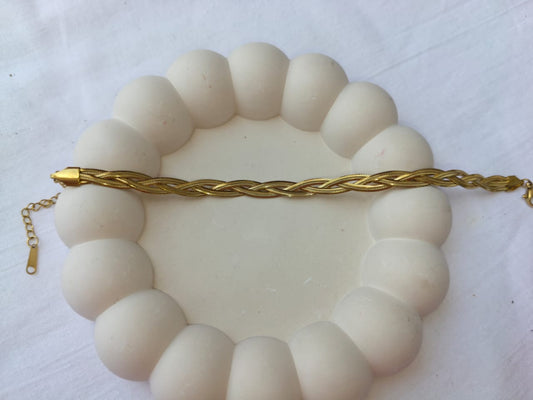 Elegant Braided Snake Chain Stainless Steel Bracelet (Gold Plated)
