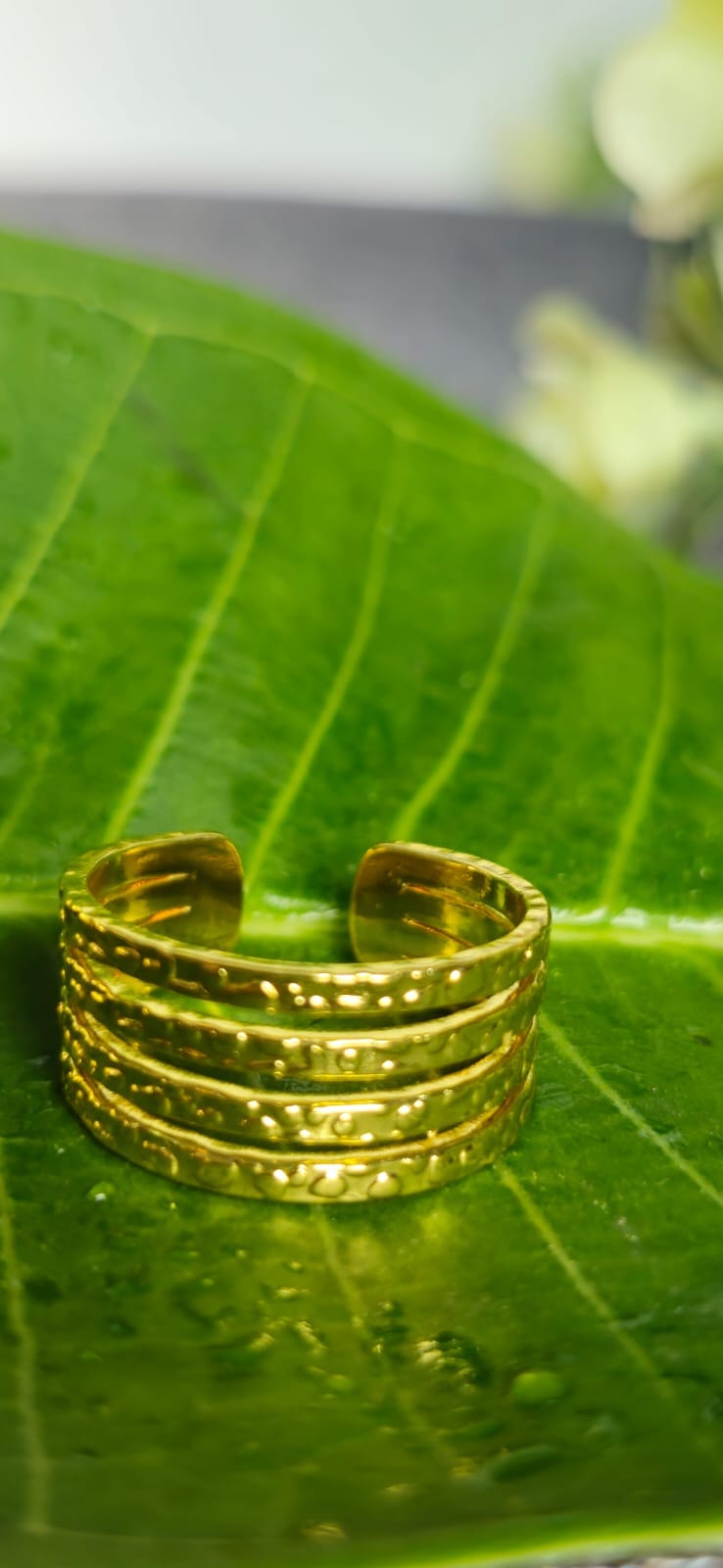Gold-Tone Multi-Band Adjustable Statement Ring
