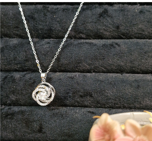 Luxury Swirl Crystal Halo Pendant Necklace