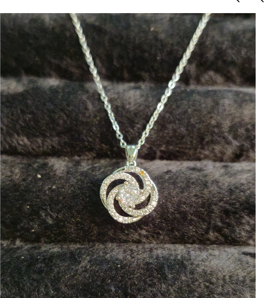 Luxury Swirl Crystal Halo Pendant Necklace