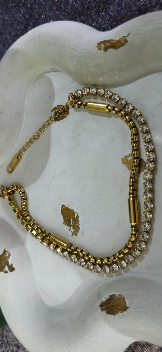 Double Layer Crystal Tennis Bracelet