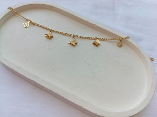 Dainty Multi-Butterfly Charm Stainless Steel  Bracelet (Gold Plated)