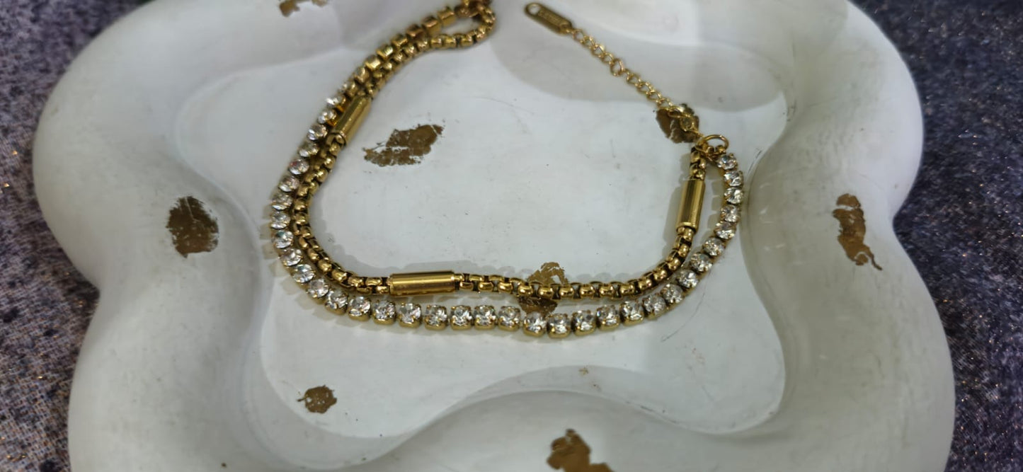 Double Layer Crystal Tennis Bracelet