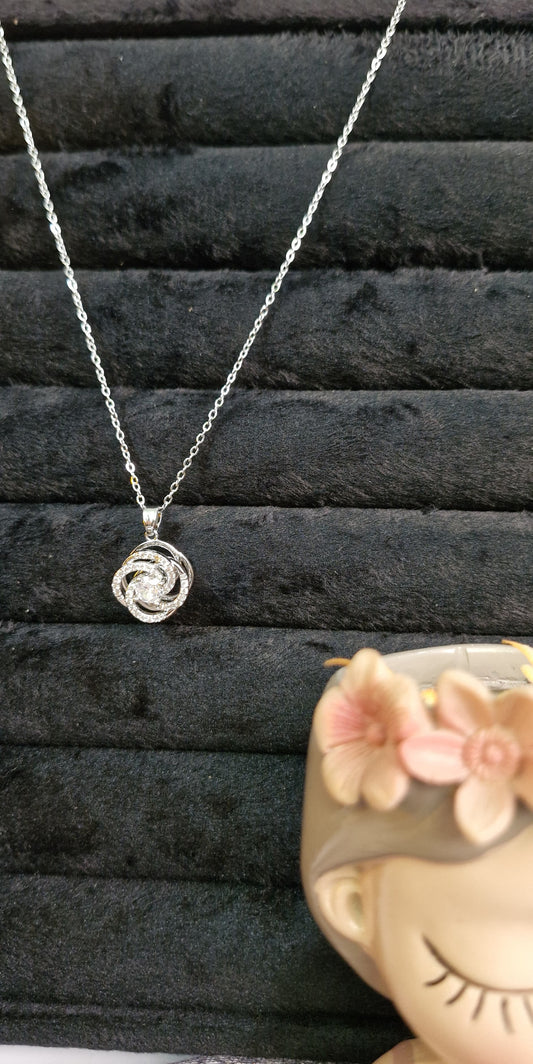 Luxury Swirl Crystal Halo Pendant Necklace