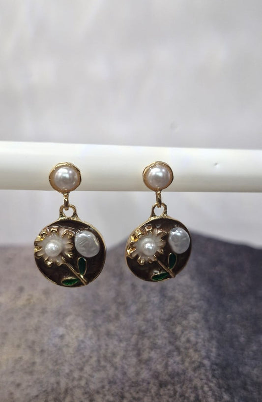 Floral Pearl Drop Earrings