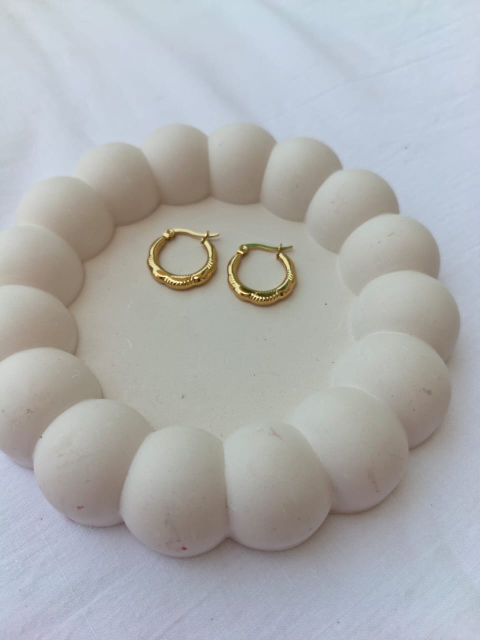 Chunky Vintage Textured Stainless Steel Hoop Earrings