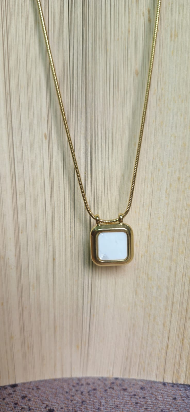 Minimalist White Square Pendant Necklace