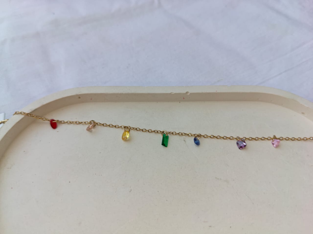 Charming Multicolor Crystal Stainless Steel  Bracelet (Gold Plated)