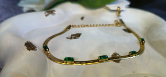 Emerald Green Crystal Chain Bracelet