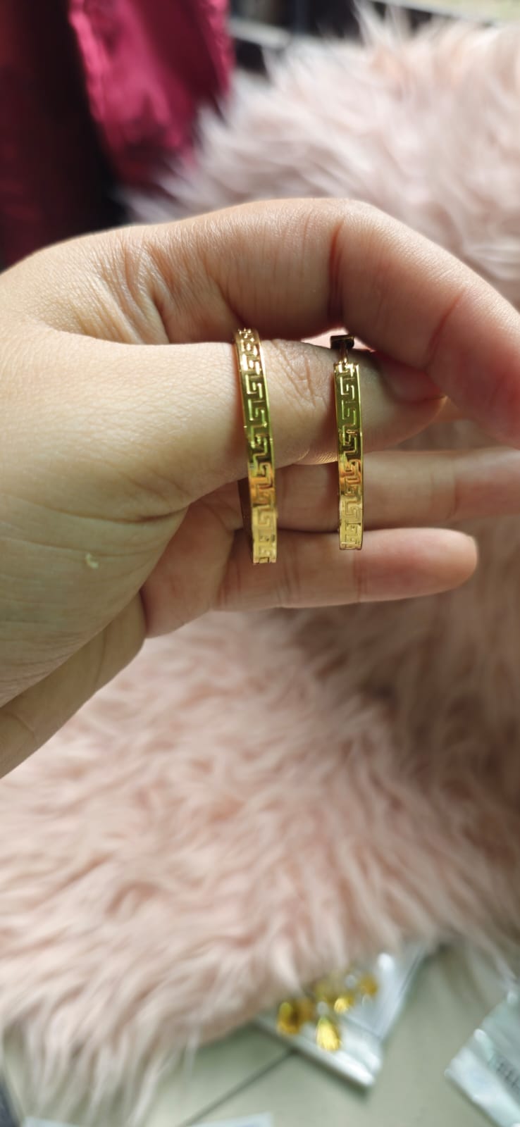 Greek Key Gold Hoop Earrings