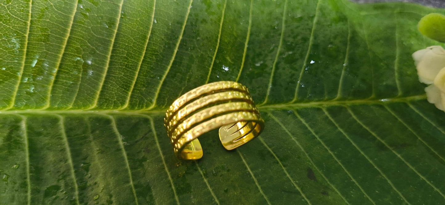 Gold-Tone Multi-Band Adjustable Statement Ring